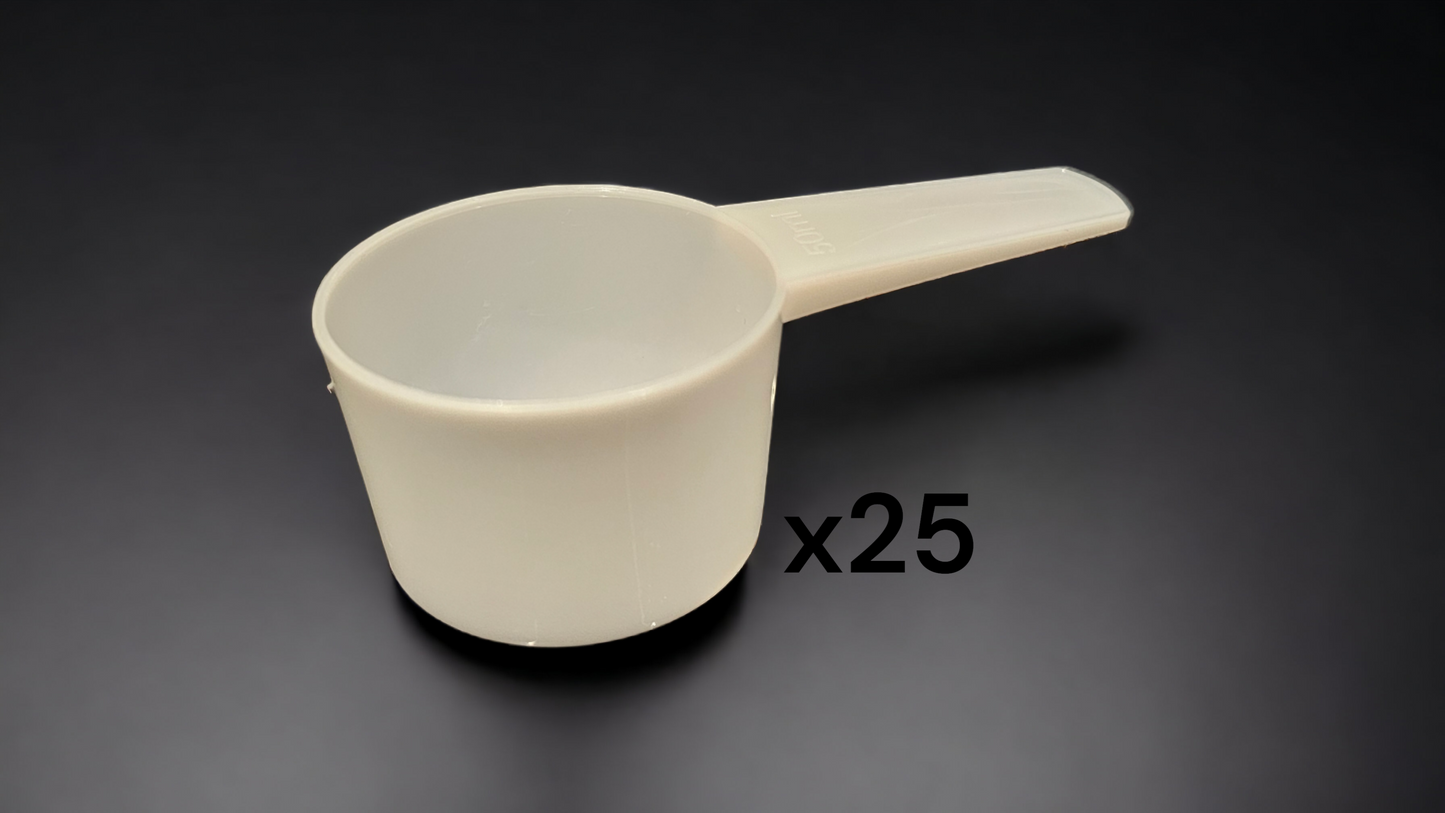 Brand New Plastic Measuring Spoon - 25g / 50ml Scoop (25 Pack) –  HighCalibreFitness